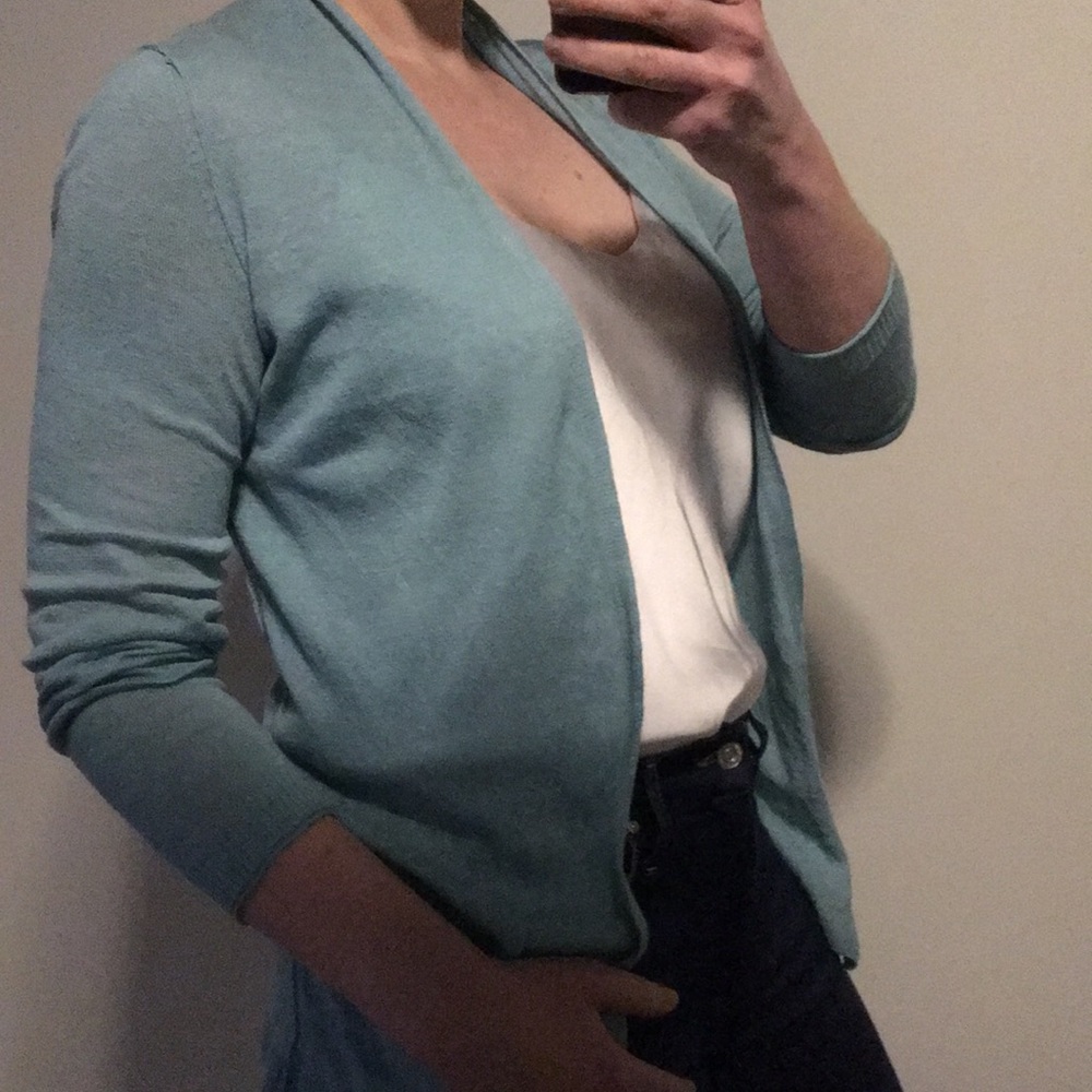 BR cardigan and Olive & Oak blouse